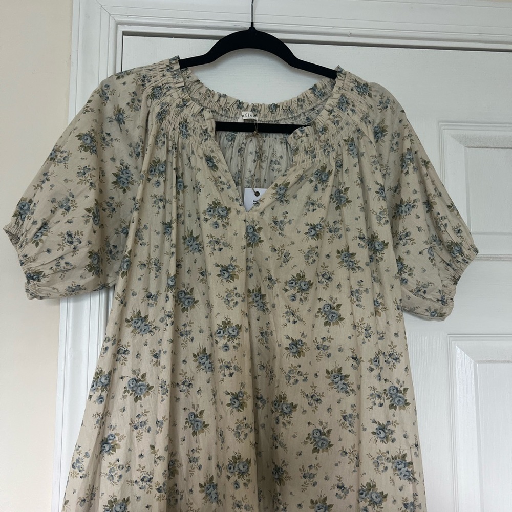 Floral Beige Maxi Dress